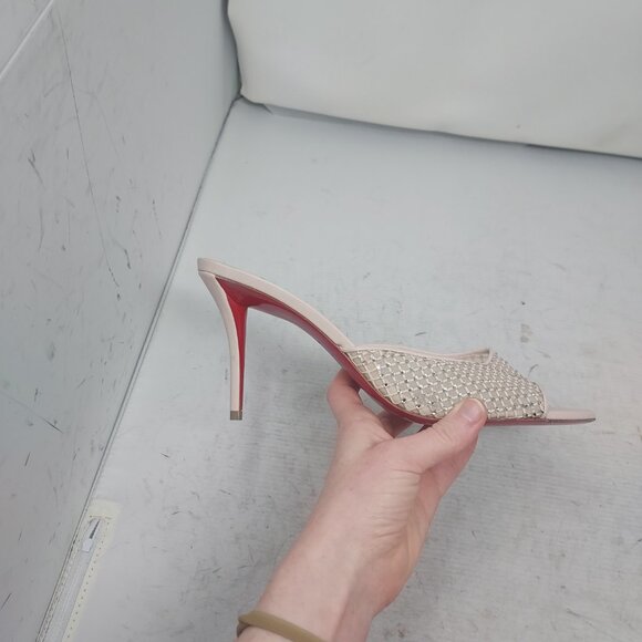 Christian Louboutin Leche Pink Apostropha Strass Mesh Mule Sandal - Picture 3 of 12